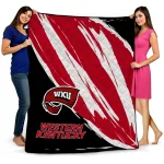 western kentucky hilltoppers stroke art red white quilt blanket best selling