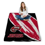 western kentucky hilltoppers stroke art red white quilt blanket best selling