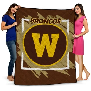 western michigan broncos block border brown quilt blanket best selling