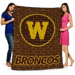 western michigan broncos brick grid brown quilt blanket best selling