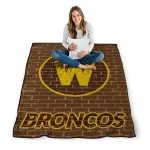 western michigan broncos brick grid brown quilt blanket best selling