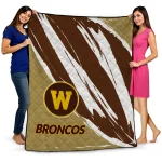 western michigan broncos stroke art brown white quilt blanket best selling
