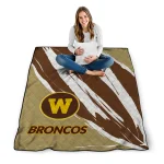 western michigan broncos stroke art brown white quilt blanket best selling
