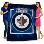 Winnipeg Jets Block Border Blue Quilt Blanket 1 winnipeg jets block border blue quilt blanket best selling