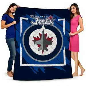 winnipeg jets block border blue quilt blanket best selling
