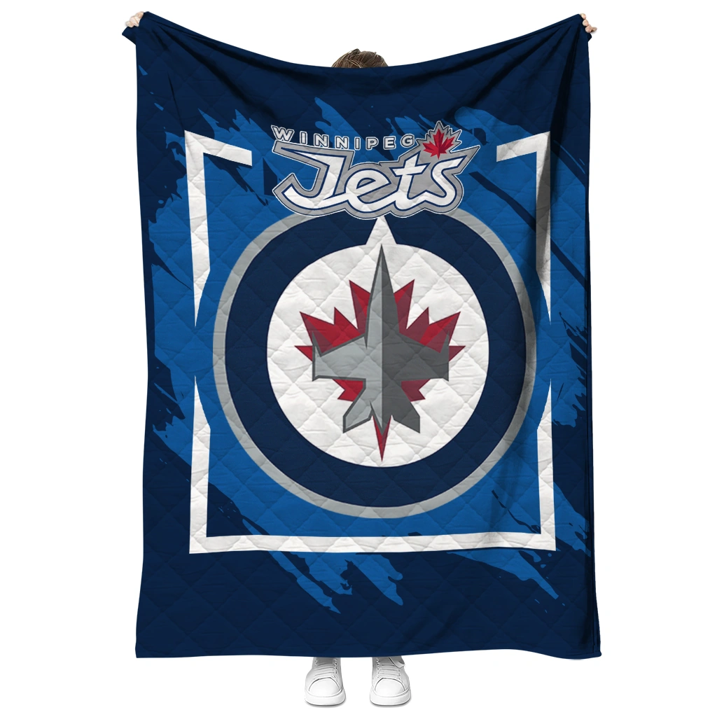 winnipeg jets block border blue quilt blanket fashion forward winnipeg jets block border blue quilt blanket fashion forward