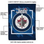 winnipeg jets block border blue quilt blanket best selling