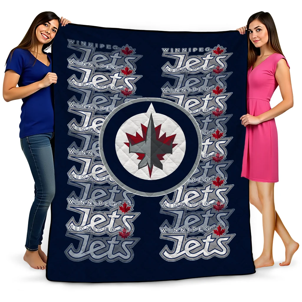winnipeg jets bold red blue quilt blanket best selling