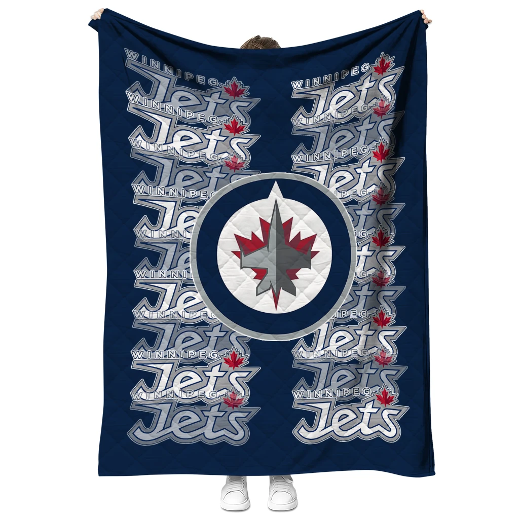 winnipeg jets bold red blue quilt blanket fashion forward