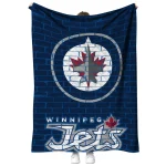 winnipeg jets brick grid blue quilt blanket best selling