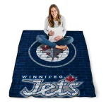 winnipeg jets brick grid blue quilt blanket best selling