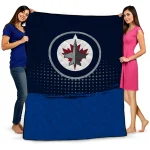 winnipeg jets dot illusion blue quilt blanket best selling