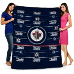 winnipeg jets handdrawn stripes blue quilt blanket best selling