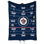 winnipeg jets handdrawn stripes blue quilt blanket best selling