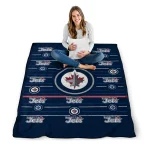 winnipeg jets handdrawn stripes blue quilt blanket best selling