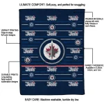 winnipeg jets handdrawn stripes blue quilt blanket best selling