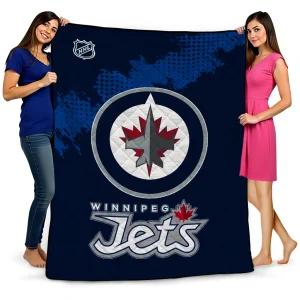 winnipeg jets nhl shield blue quilt blanket best selling