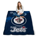 winnipeg jets nhl shield blue quilt blanket best selling