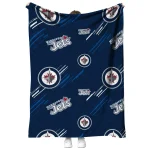 winnipeg jets sketch lines blue quilt blanket best selling