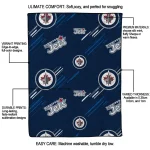 winnipeg jets sketch lines blue quilt blanket best selling