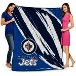 winnipeg jets stroke art blue white quilt blanket best selling