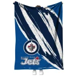 winnipeg jets stroke art blue white quilt blanket best selling
