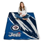 winnipeg jets stroke art blue white quilt blanket best selling