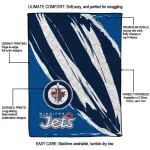 winnipeg jets stroke art blue white quilt blanket best selling