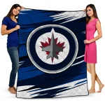 winnipeg jets wild lines blue white quilt blanket best selling