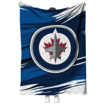 winnipeg jets wild lines blue white quilt blanket best selling