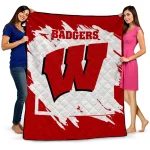 wisconsin badgers block border red quilt blanket best selling