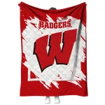 wisconsin badgers block border red quilt blanket best selling