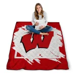 wisconsin badgers block border red quilt blanket best selling