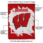 wisconsin badgers block border red quilt blanket best selling