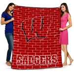 wisconsin badgers brick grid red quilt blanket best selling