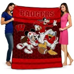 wisconsin badgers disney football red quilt blanket best selling