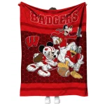 wisconsin badgers disney football red quilt blanket best selling