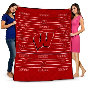 wisconsin badgers handdrawn stripes red quilt blanket best selling
