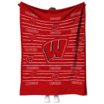 wisconsin badgers handdrawn stripes red quilt blanket best selling