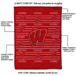 wisconsin badgers handdrawn stripes red quilt blanket best selling