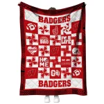 wisconsin badgers helmet heart red quilt blanket best selling