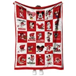 wisconsin badgers mickey mouse motif red white quilt blanket best selling