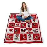 wisconsin badgers mickey mouse motif red white quilt blanket best selling