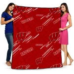 wisconsin badgers sketch lines red quilt blanket best selling