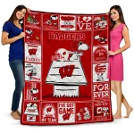 wisconsin badgers snoopy love red quilt blanket best selling