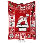 wisconsin badgers snoopy love red quilt blanket best selling