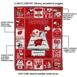 wisconsin badgers snoopy love red quilt blanket best selling