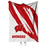 wisconsin badgers stroke art red white quilt blanket best selling