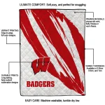 wisconsin badgers stroke art red white quilt blanket best selling
