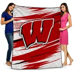 wisconsin badgers wild lines red white quilt blanket best selling